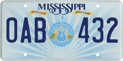 MS license plate OAB432