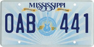 MS license plate OAB441