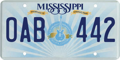 MS license plate OAB442