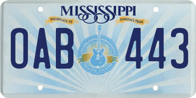 MS license plate OAB443