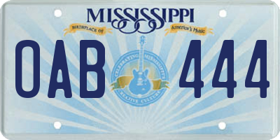 MS license plate OAB444