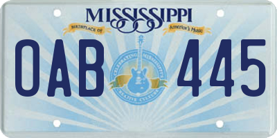 MS license plate OAB445
