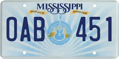MS license plate OAB451