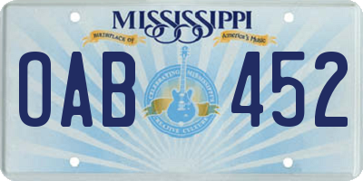 MS license plate OAB452