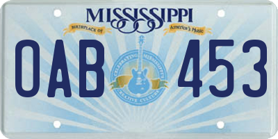 MS license plate OAB453