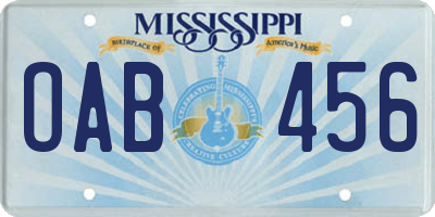 MS license plate OAB456