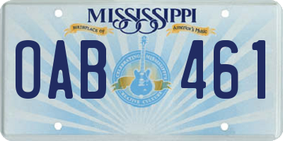 MS license plate OAB461