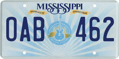 MS license plate OAB462