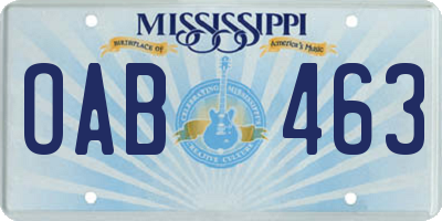 MS license plate OAB463