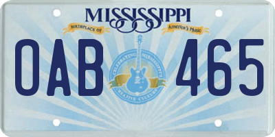 MS license plate OAB465