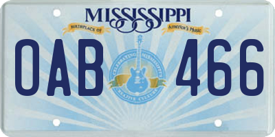 MS license plate OAB466