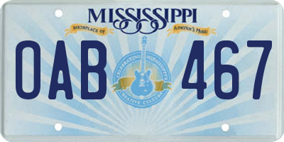 MS license plate OAB467