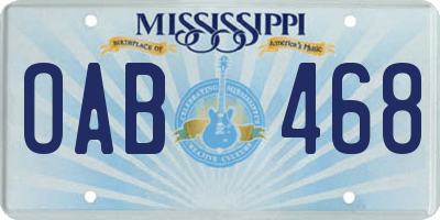 MS license plate OAB468