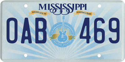 MS license plate OAB469