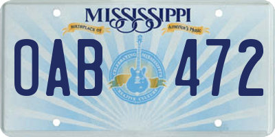MS license plate OAB472