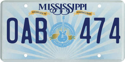 MS license plate OAB474