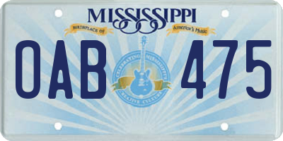MS license plate OAB475