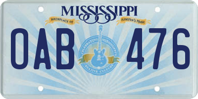 MS license plate OAB476