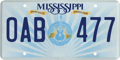 MS license plate OAB477
