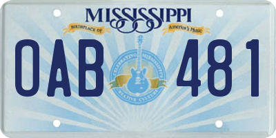 MS license plate OAB481