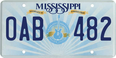 MS license plate OAB482