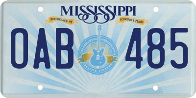 MS license plate OAB485