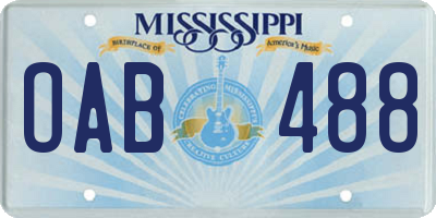 MS license plate OAB488