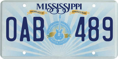 MS license plate OAB489