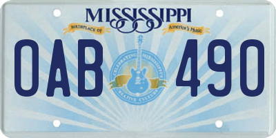 MS license plate OAB490