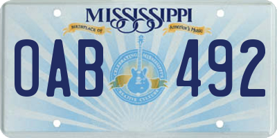 MS license plate OAB492