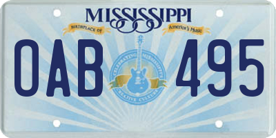 MS license plate OAB495