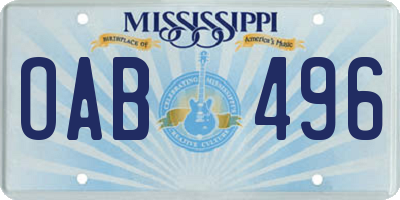 MS license plate OAB496