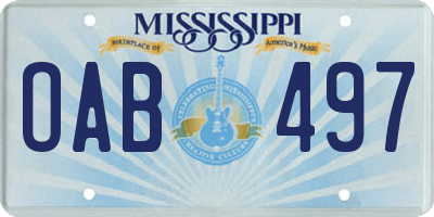 MS license plate OAB497
