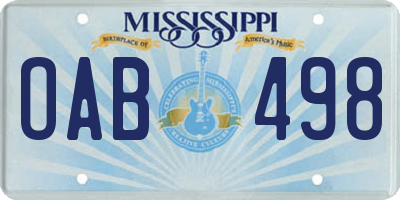 MS license plate OAB498