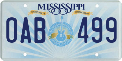 MS license plate OAB499