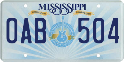 MS license plate OAB504