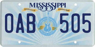 MS license plate OAB505