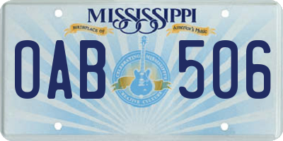 MS license plate OAB506