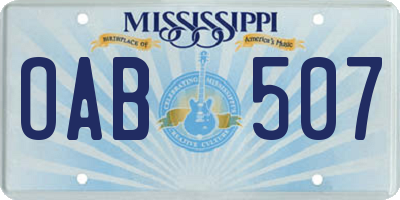 MS license plate OAB507