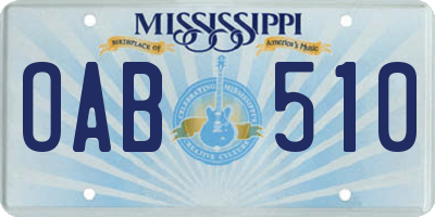MS license plate OAB510