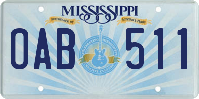 MS license plate OAB511
