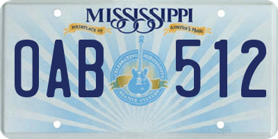 MS license plate OAB512