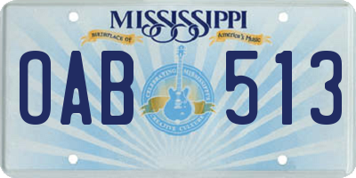 MS license plate OAB513