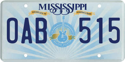 MS license plate OAB515