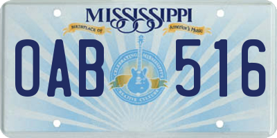 MS license plate OAB516