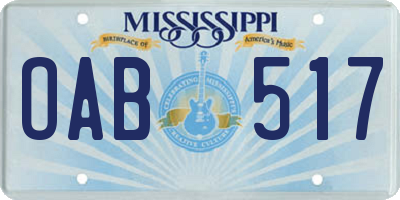 MS license plate OAB517