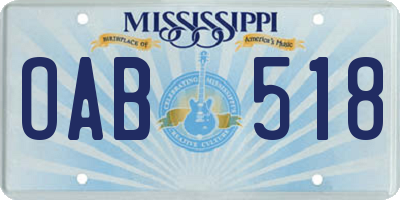 MS license plate OAB518