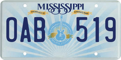 MS license plate OAB519