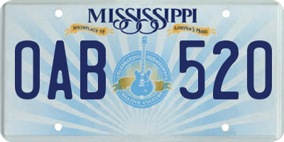 MS license plate OAB520