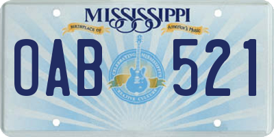 MS license plate OAB521